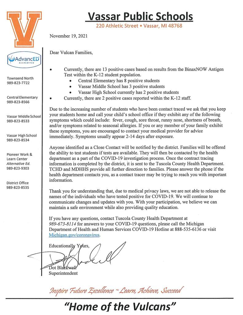 COVID letter