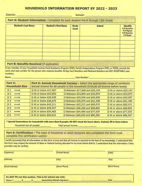 household  information form